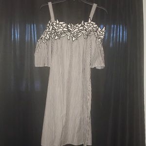 Off the shoulder dress w/stripes